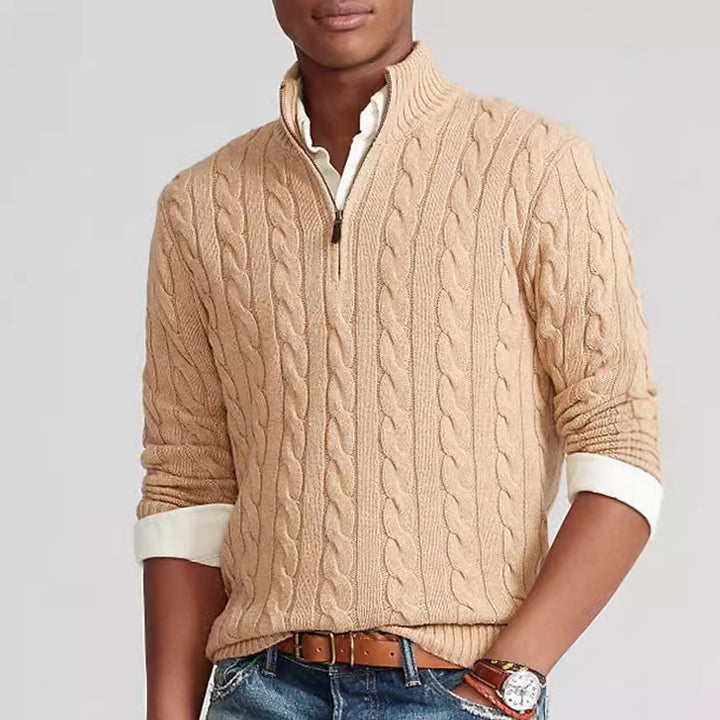 Knit sweater for men with high collar and zipper Lune London