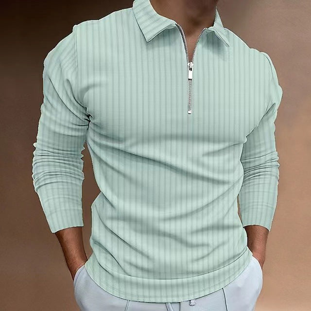 Men's long sleeve polo with trendy zip closure Lune London