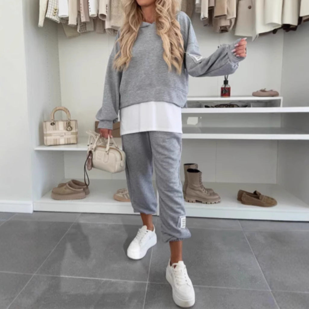 Ensemble de hoodie décontracté pour femme avec taille élastique et manches volumineuses Chic & Stil