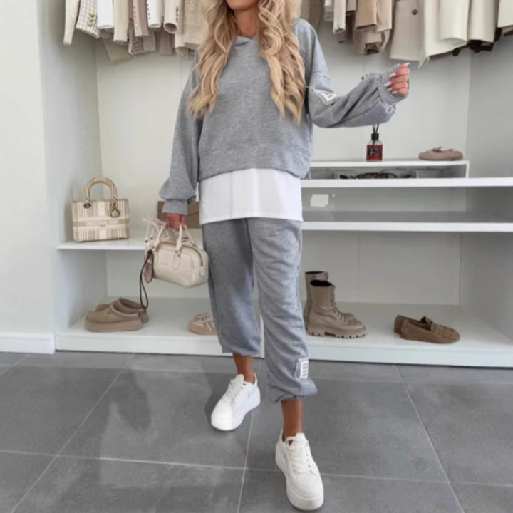 Ensemble de hoodie décontracté pour femme avec taille élastique et manches volumineuses Chic & Stil