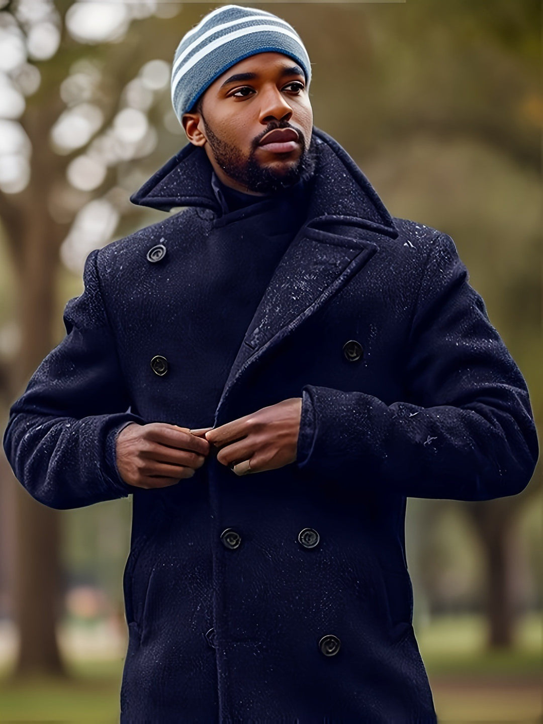 Double-breasted coat for men with high collar Amarae