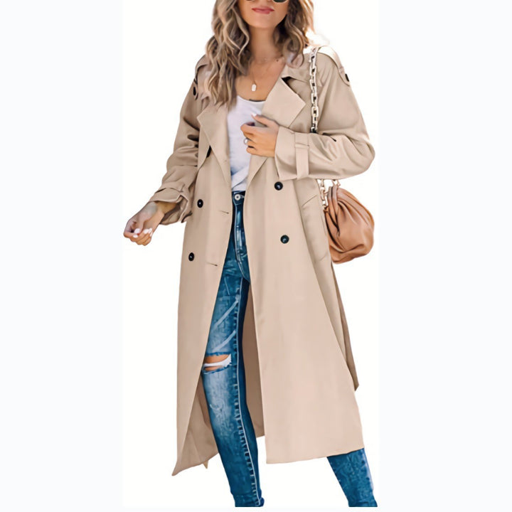 Ladies Elegant oversized trench coat with belted waist Lune London