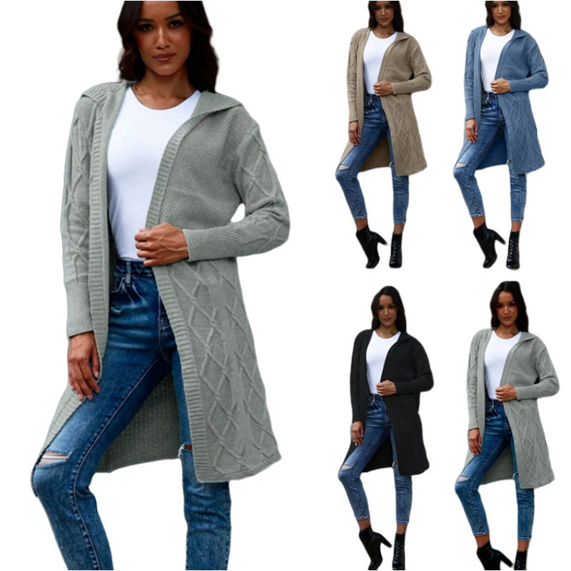 Ladies Chunky Knit Cardigan with Elegant Twisted Pattern Lune London