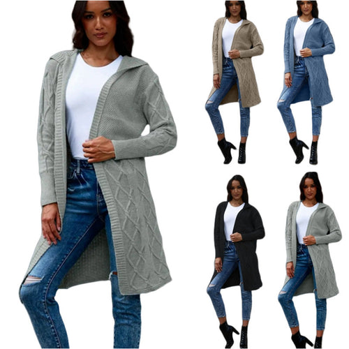 Ladies Chunky Knit Cardigan with Elegant Twisted Pattern Amarae