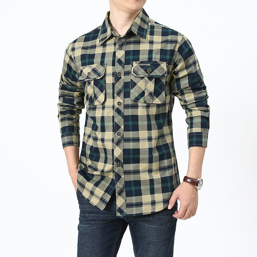 Checkered shirt for men with practical chest pockets Amarae