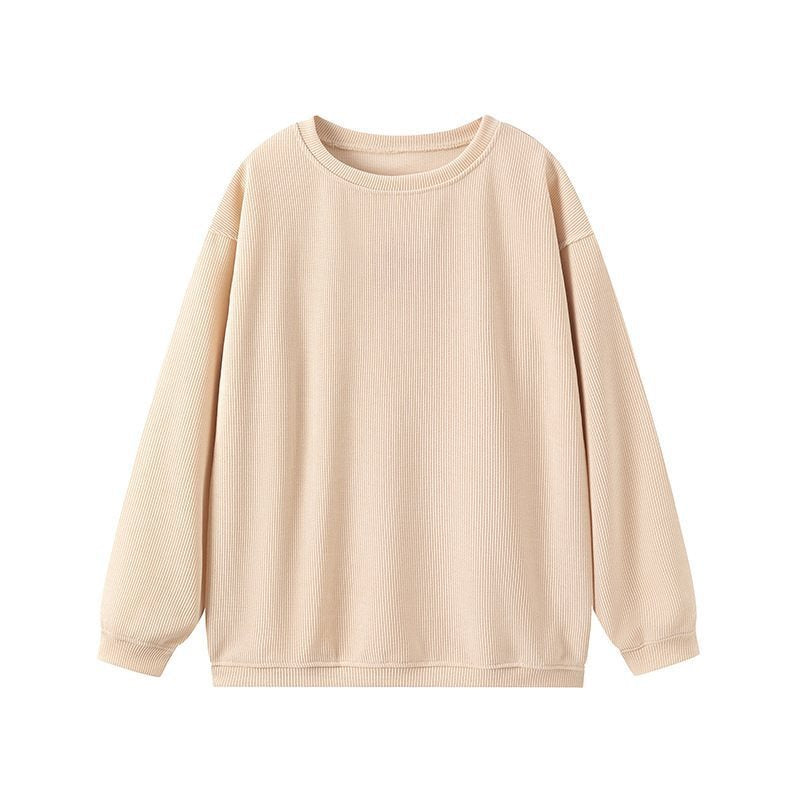 Ladies Casual Sweatshirt with Ribbed Texture and Loose Fit Lune London