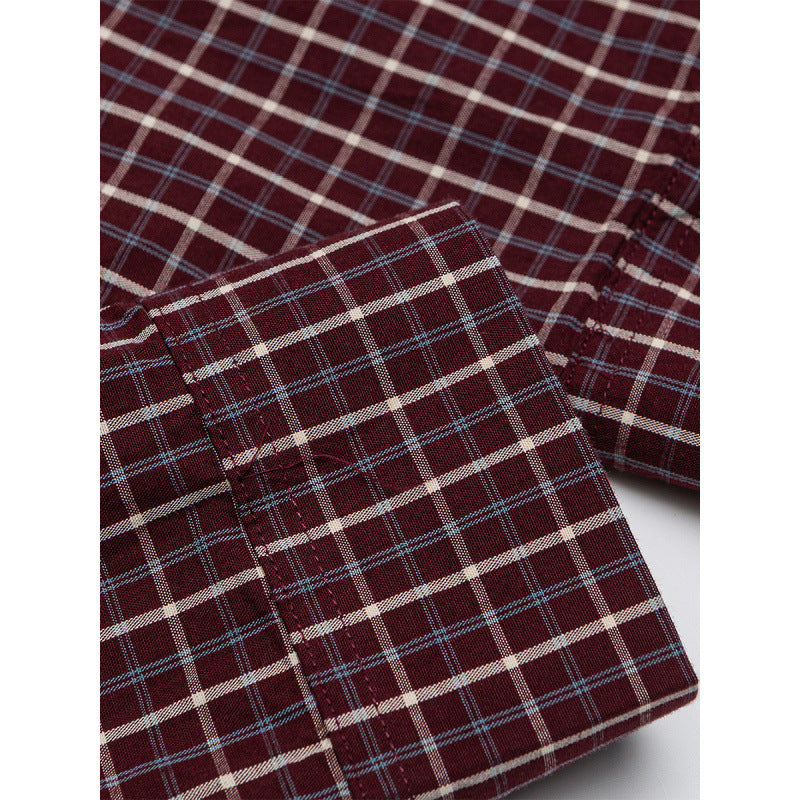 Men's Oversize Checkered Shirt with Rounded Hem and Diagonal Breast Pocket Detail Amarae