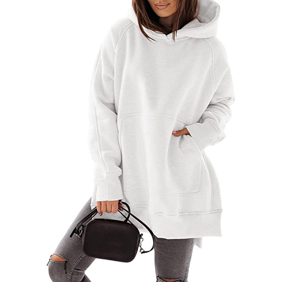 Lady Oversized Hoodie with Side Slits and Chic Fashion Design