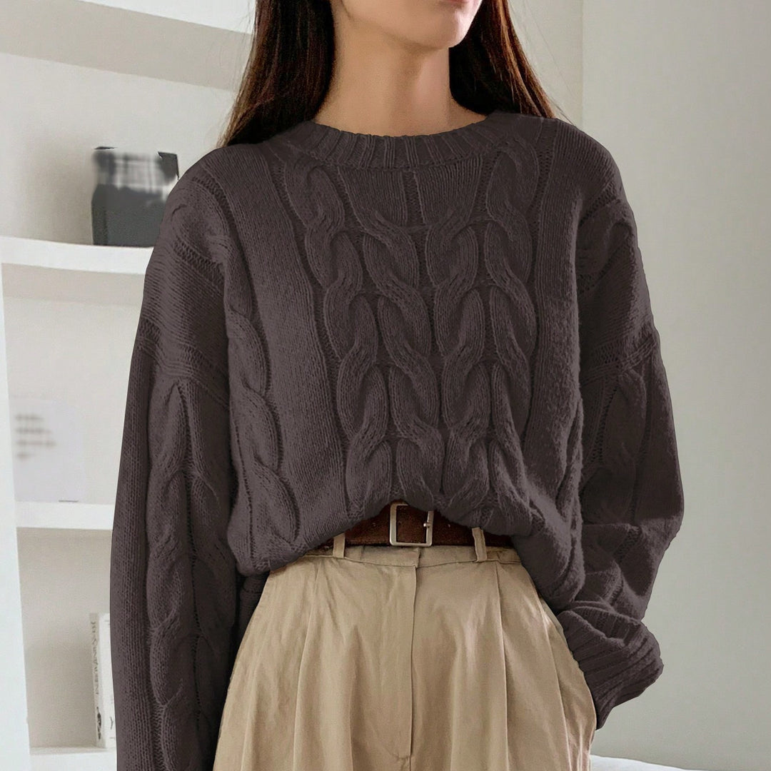Pull en maille épaisse pour femmes avec motif en câble et coupe décontractée Chic & Stil