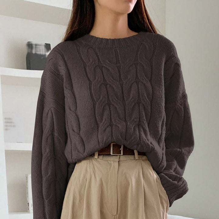 Pull en maille épaisse pour femmes avec motif en câble et coupe décontractée Chic & Stil