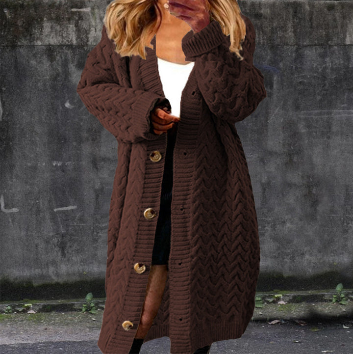 Chunky knit cardigan for women with elegant button details and a structured design Lune London