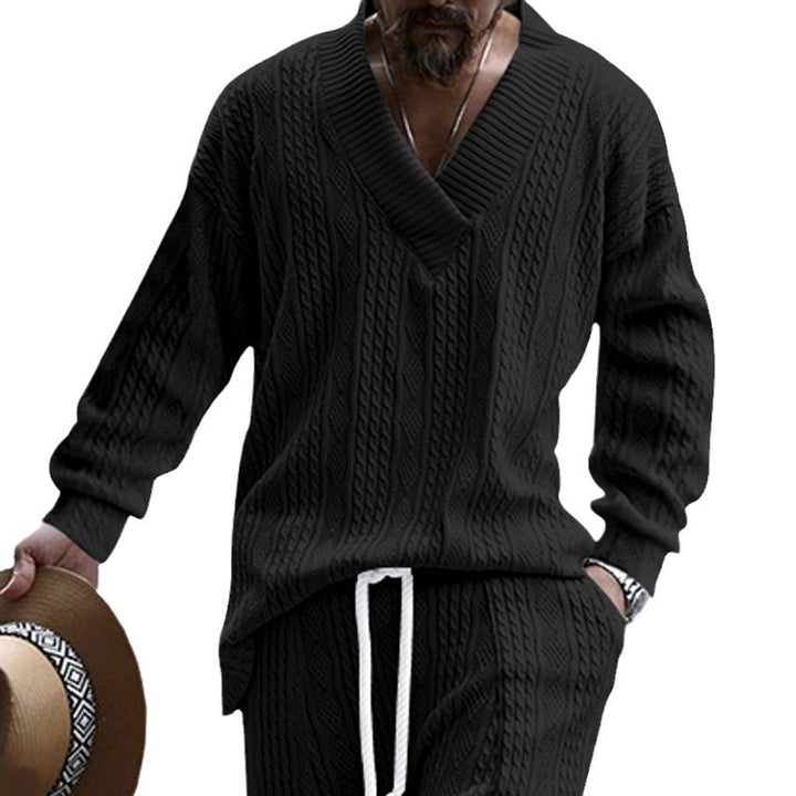 Casual men's sweater with textured cable design and V-neck Lune London