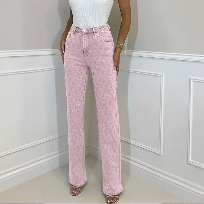 Lune London high-waisted elegant pants for ladies with diamond pattern