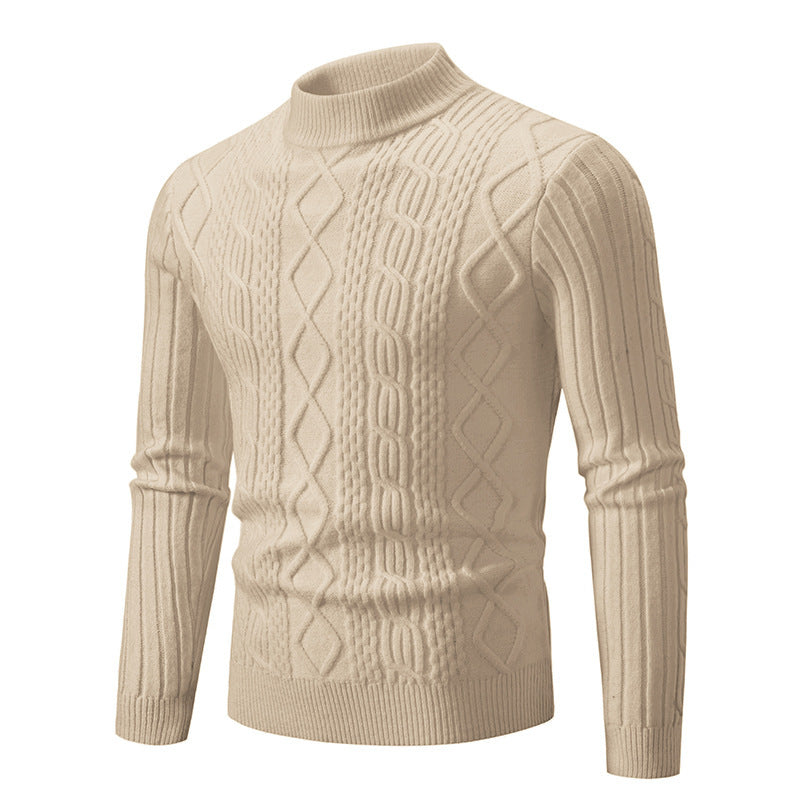 Men's turtleneck sweater with textured rib design Lune London
