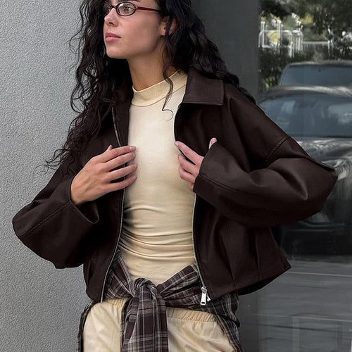 Faux leather jacket for women, relaxed fit Amarae