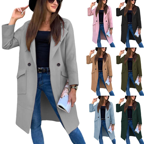 Ladies Elegant and Versatile Long jacket with practical pockets and chic button details and style