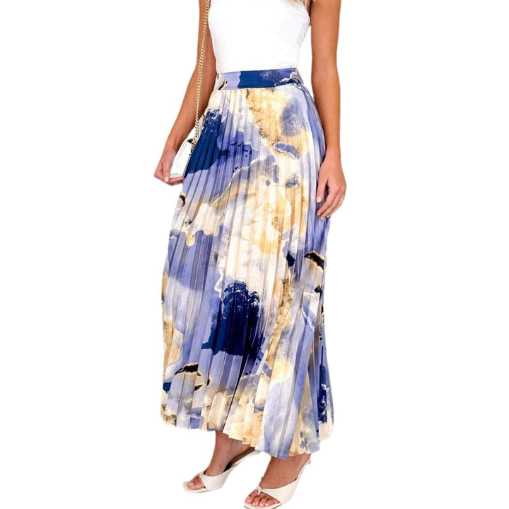 Pleated skirt for women with floral pattern and elastic waistband Chic & Stil