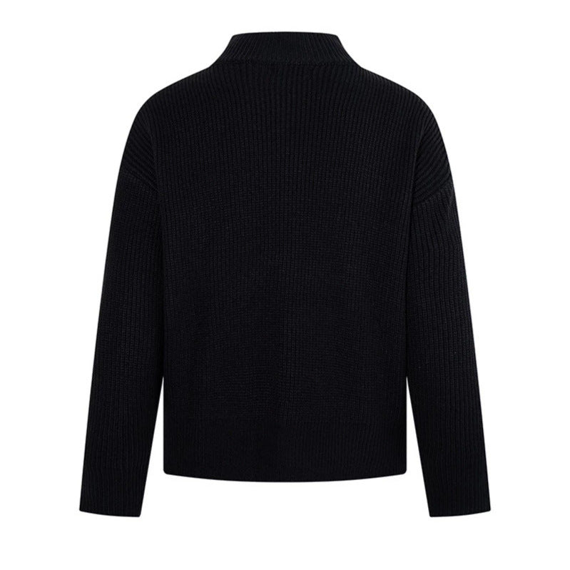 Women's chunky knit zip jacket with stand-up collar and oversized fit Amarae