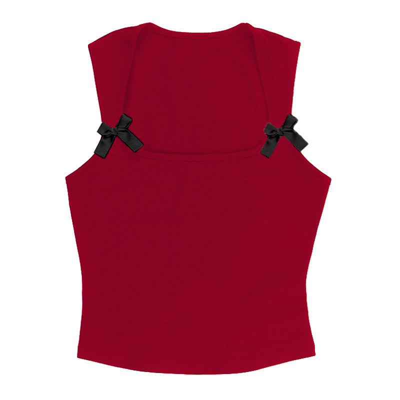 Ladies elegant sleeveless top with bow details Lune London