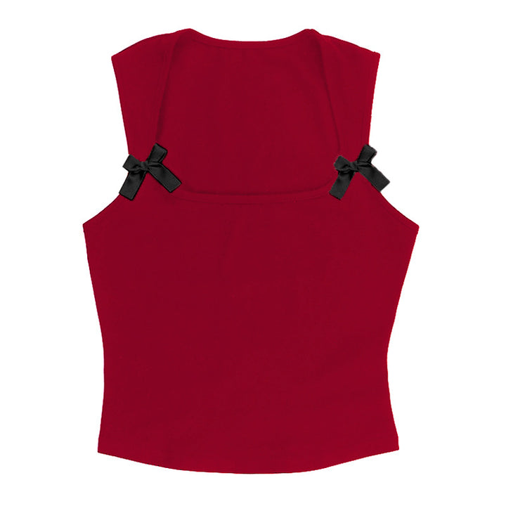Ladies elegant sleeveless top with bow details Lune London