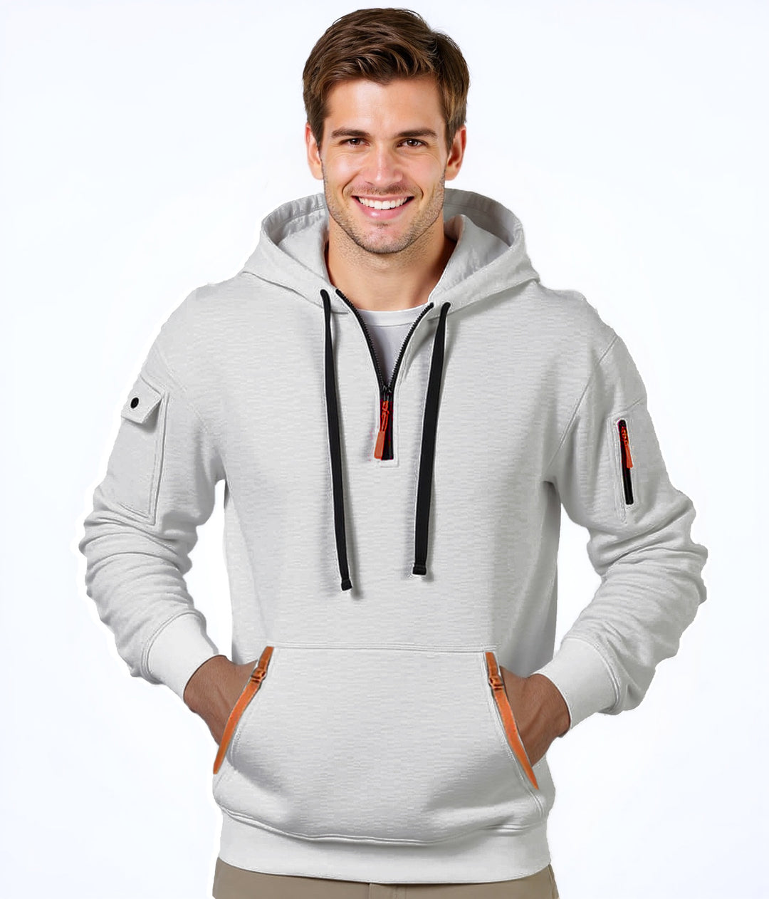 Fashionable men's hoodie with an innovative pocket solution Lune London
