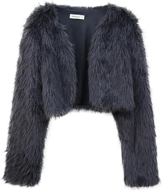 Ladies Short Plush Open Cut Jacket Lune London