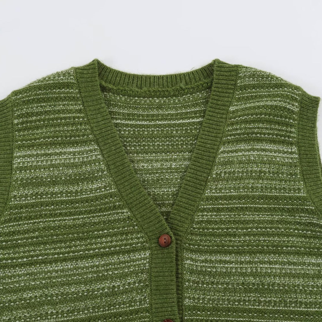 Men's Knitted Vest with V-Neck, Button Placket and Fine Textured Knit Amarae