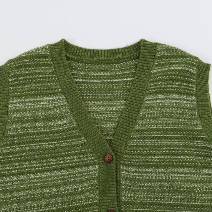 Men's Knitted Vest with V-Neck, Button Placket and Fine Textured Knit Amarae