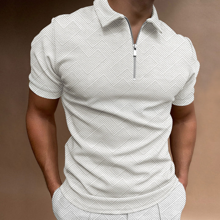 Men's Short Sleeve Polo with Structured Zip Amarae
