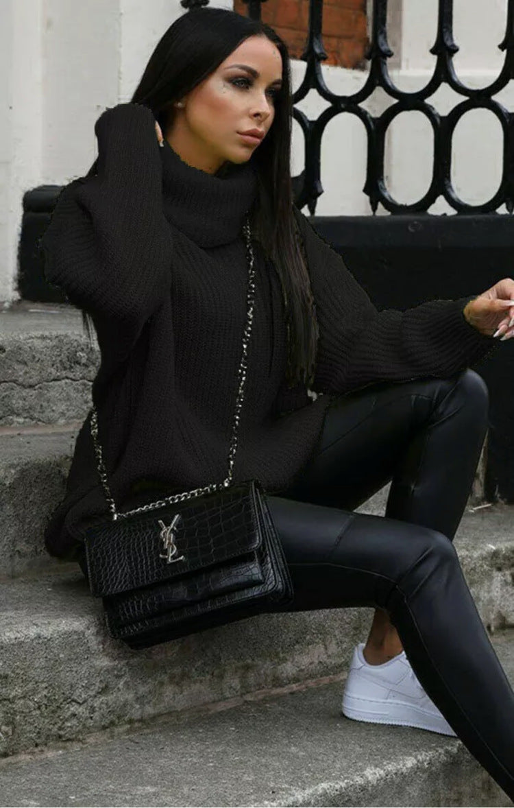 Oversized knitted sweater for women with high collar and relaxed fit Lune London