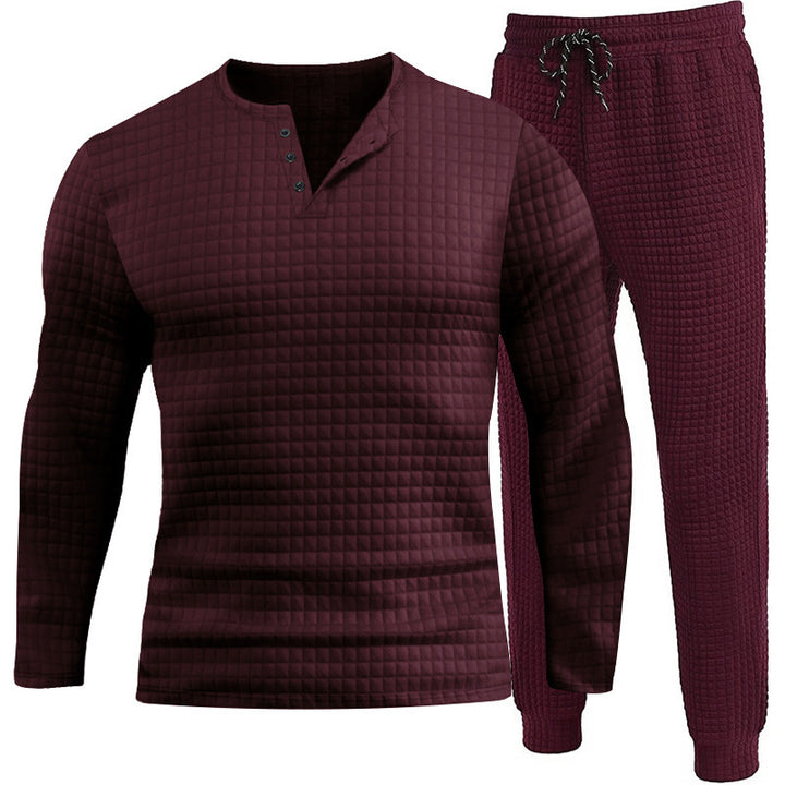 Three-piece set for men with textured long sleeve t-shirt and jogger pants Lune London