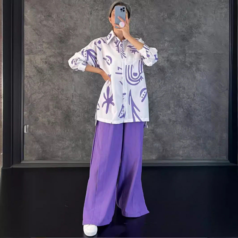 Women Oversized Casual Shirt with Graphic Print and Wide Cut Lune London