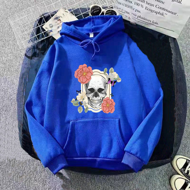 Women's hoodie with creative skull and flower design Chic & Stil