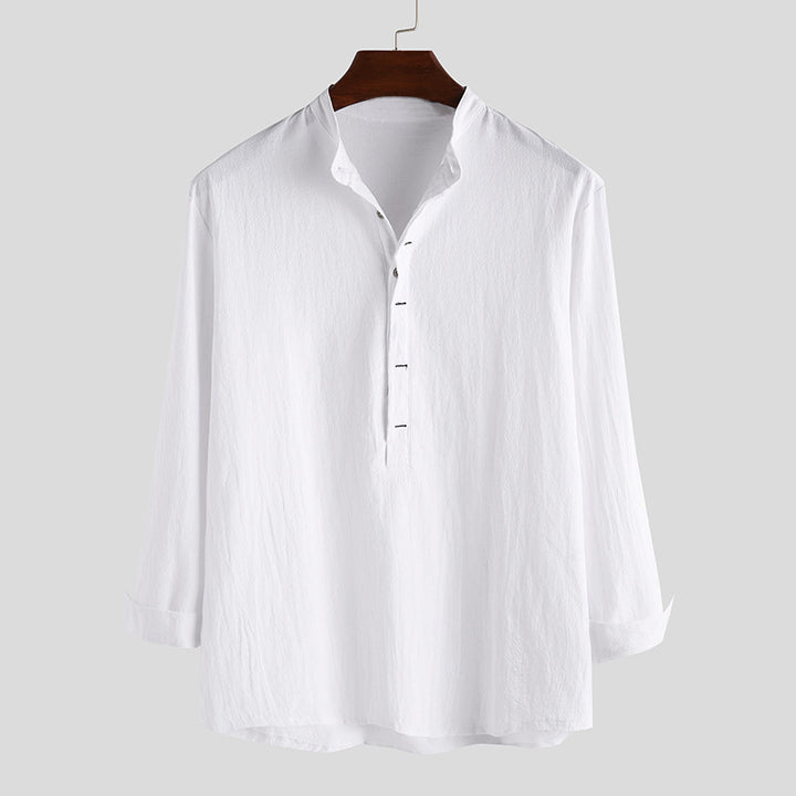 Men's Long Sleeve Henley Shirt with Fine Button Details and a Casual Fit Lune London