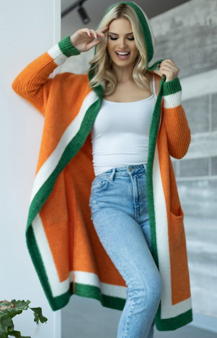 Lune London | Coat - Knit Design - Oversized Fit - Long Sleeves with Pockets and Contrast Trim