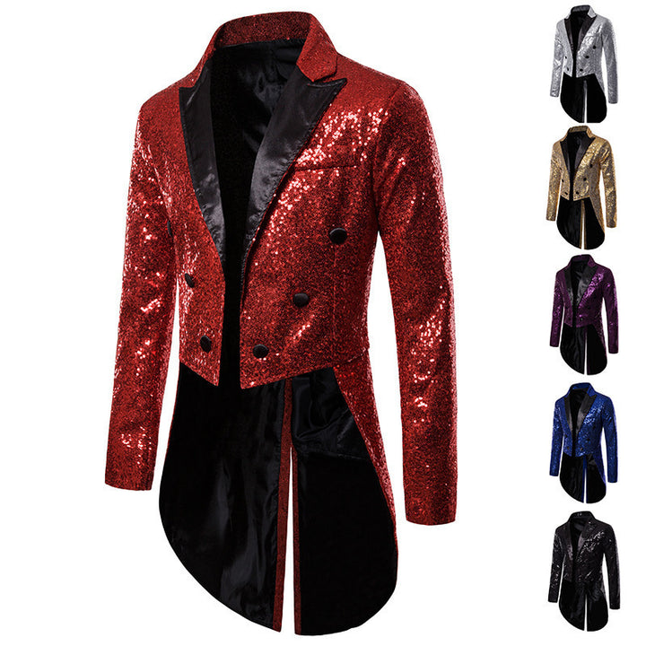 Ladies Elegant Sequin Coat with double row of buttons and modern chic design