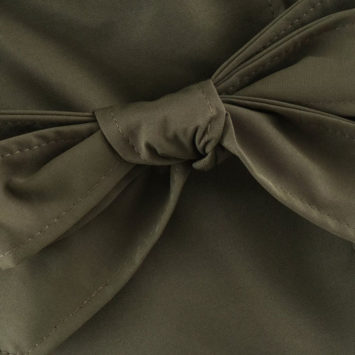 Women's Tailored Short Trench Coat with Tie Belt and Shoulder Patches Amarae