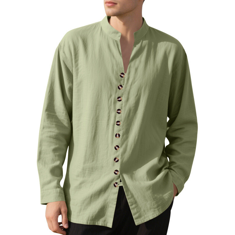 Casual long sleeve shirt for men with Henley collar and trendy buttons Lune London