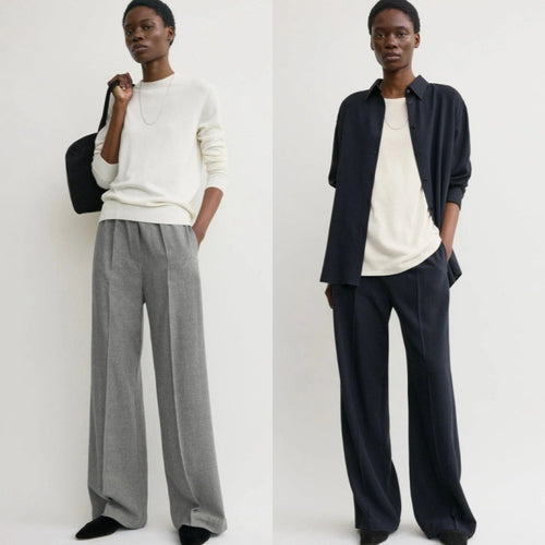Wide-leg pants for women in high-quality material with an elastic waistband Amarae