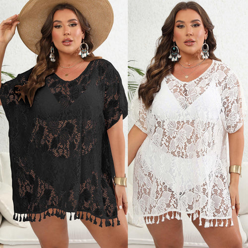 Ladies Elegant Translucent Lace Cover-Up Chic Tunic Style