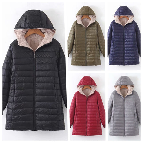 Lady down jacket with soft teddy lining and practical hood Amarae