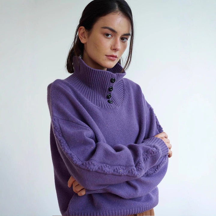 Pull à col roulé à la mode pour femmes avec détails de boutons Chic & Stil