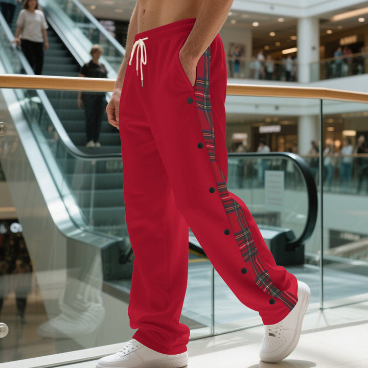 Elegant sport pants for men with side check pattern and snap button details Lune London