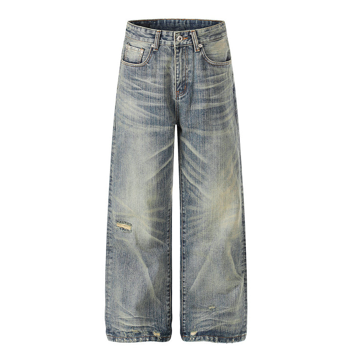 Women High-Waisted Wide-Leg Destroyed Jeans with Used Effect and Culotte Silhouette Amarae
