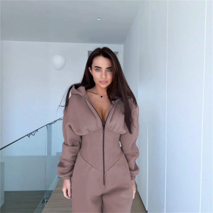 Ladies Stylish jumpsuit with high collar and practical pockets Lune London