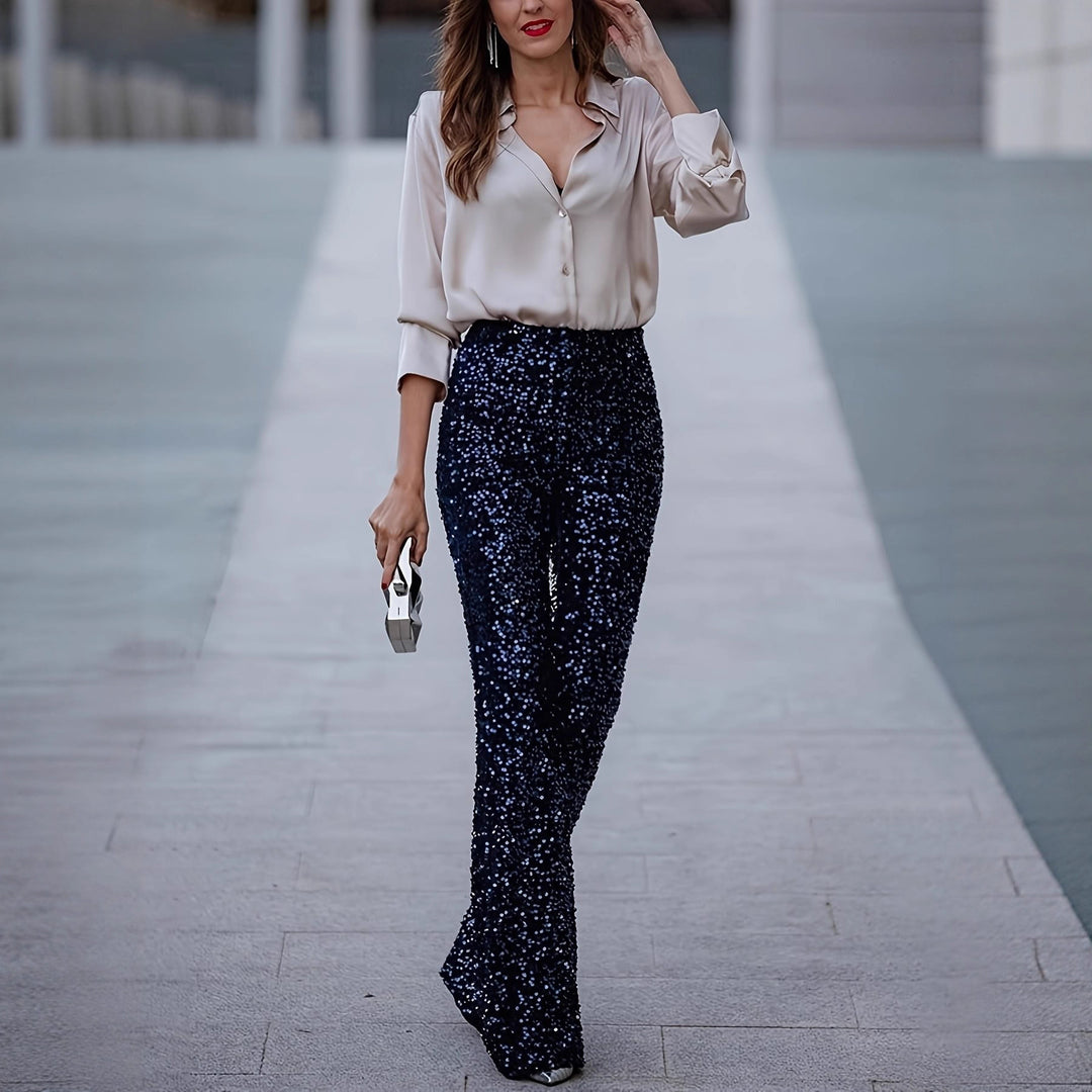 Ladies elegant silk blouse with minimalist button details Lune London