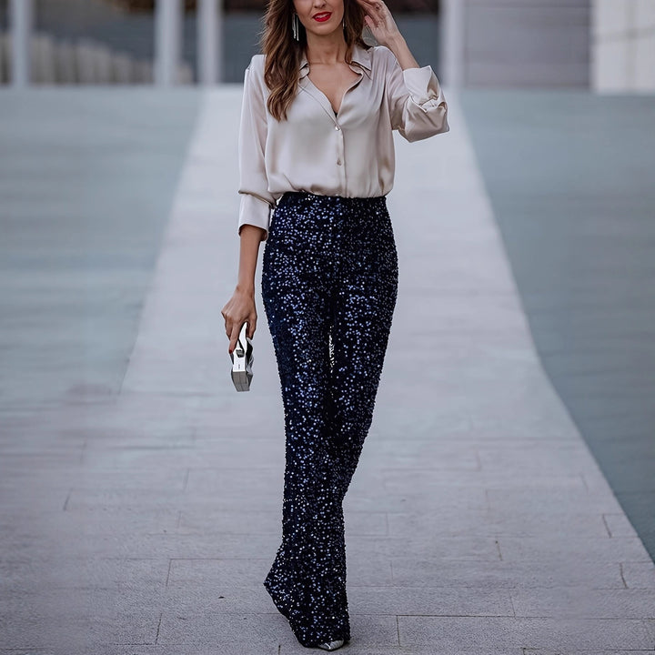 Ladies elegant silk blouse with minimalist button details Lune London