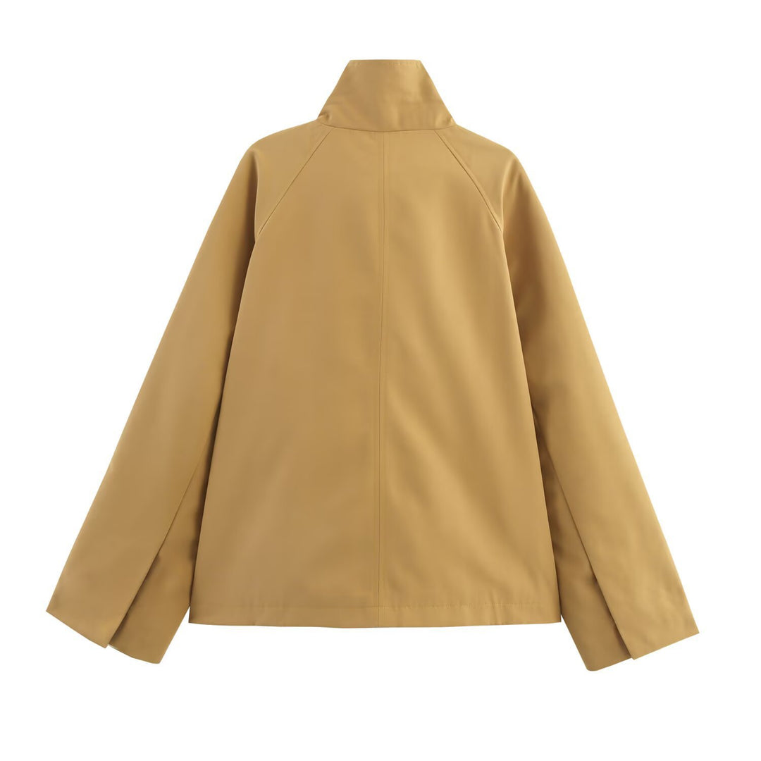 Lune London women's fashion transition jacket with high collar and double row of buttons