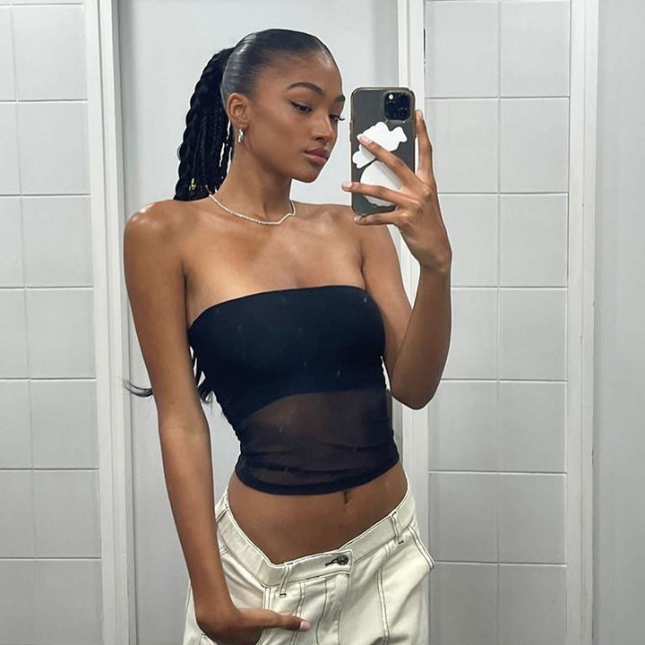 Ladies Top Transparent Bandeau Lune London