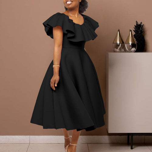 Maxi dress for women with a voluminous collar and a fluid skirt Amarae